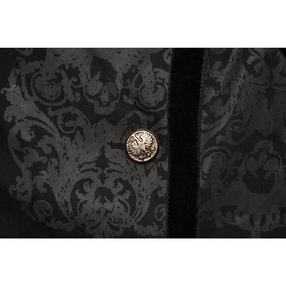 FUNHOUSE $100 Wicked Gothic Lolita Velvet Trim Trench Coat Black Small - Picture 3 of 4